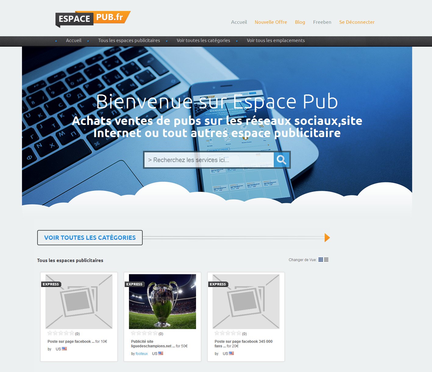 Aperçu du site EspacePub.fr