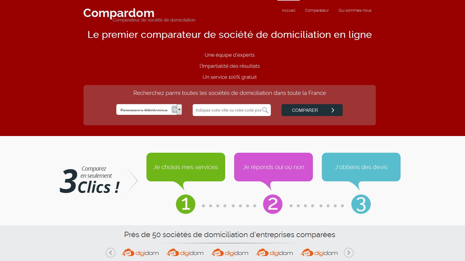 Aperçu du site Comparadom.com