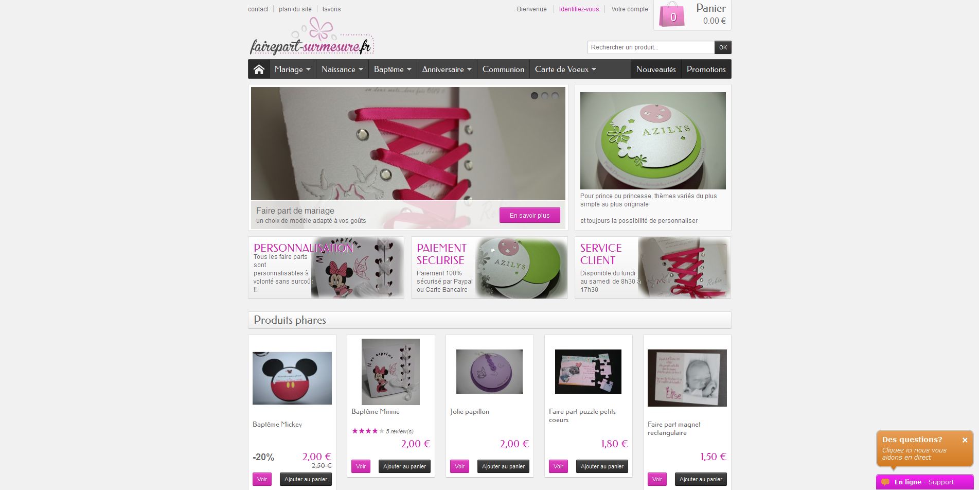 Aperçu du site FairePart-SurMesure.fr