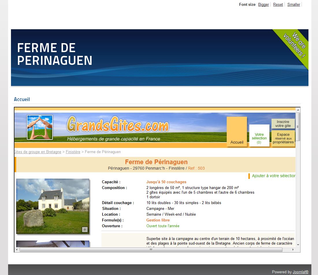 Aperçu du site FermeDePerinaguen.com