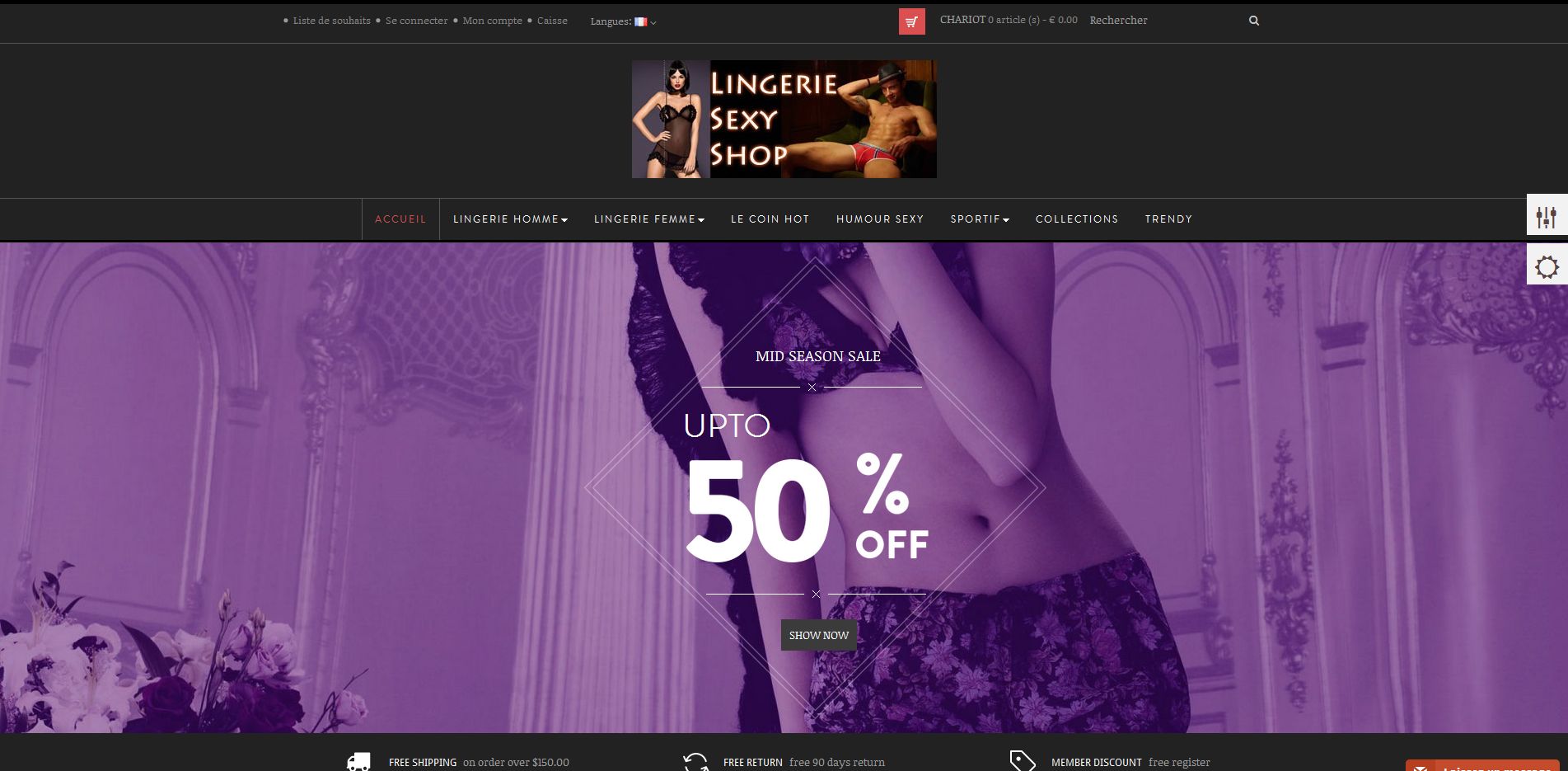 Aperçu du site Lingerie-Sexy-Shop.com