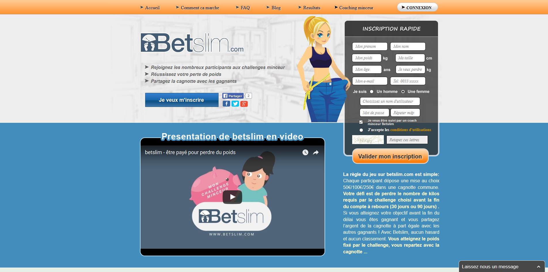 Aperçu du site Betslim.com