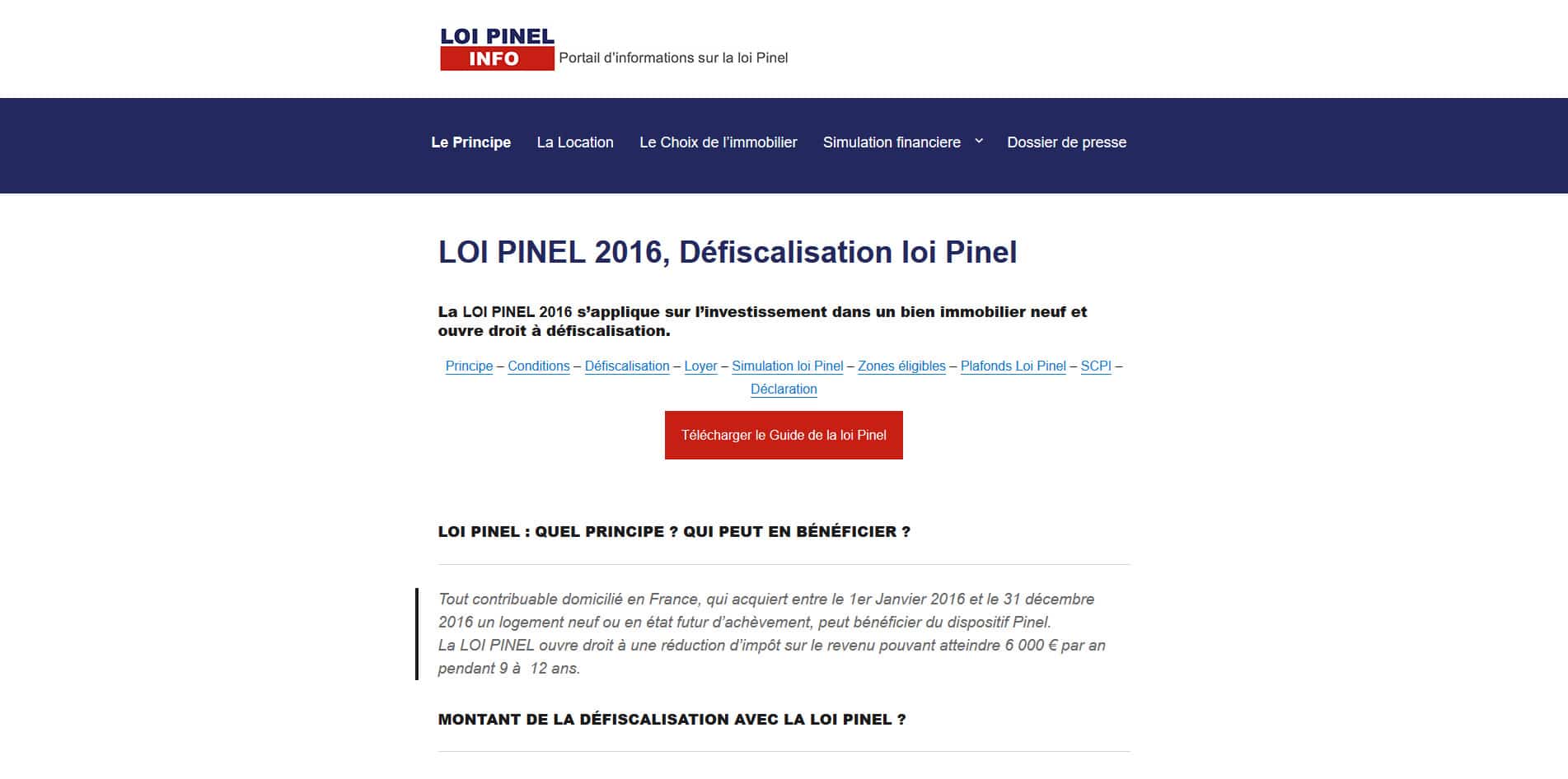 Aperçu du site Loi-Pinel-Info.org