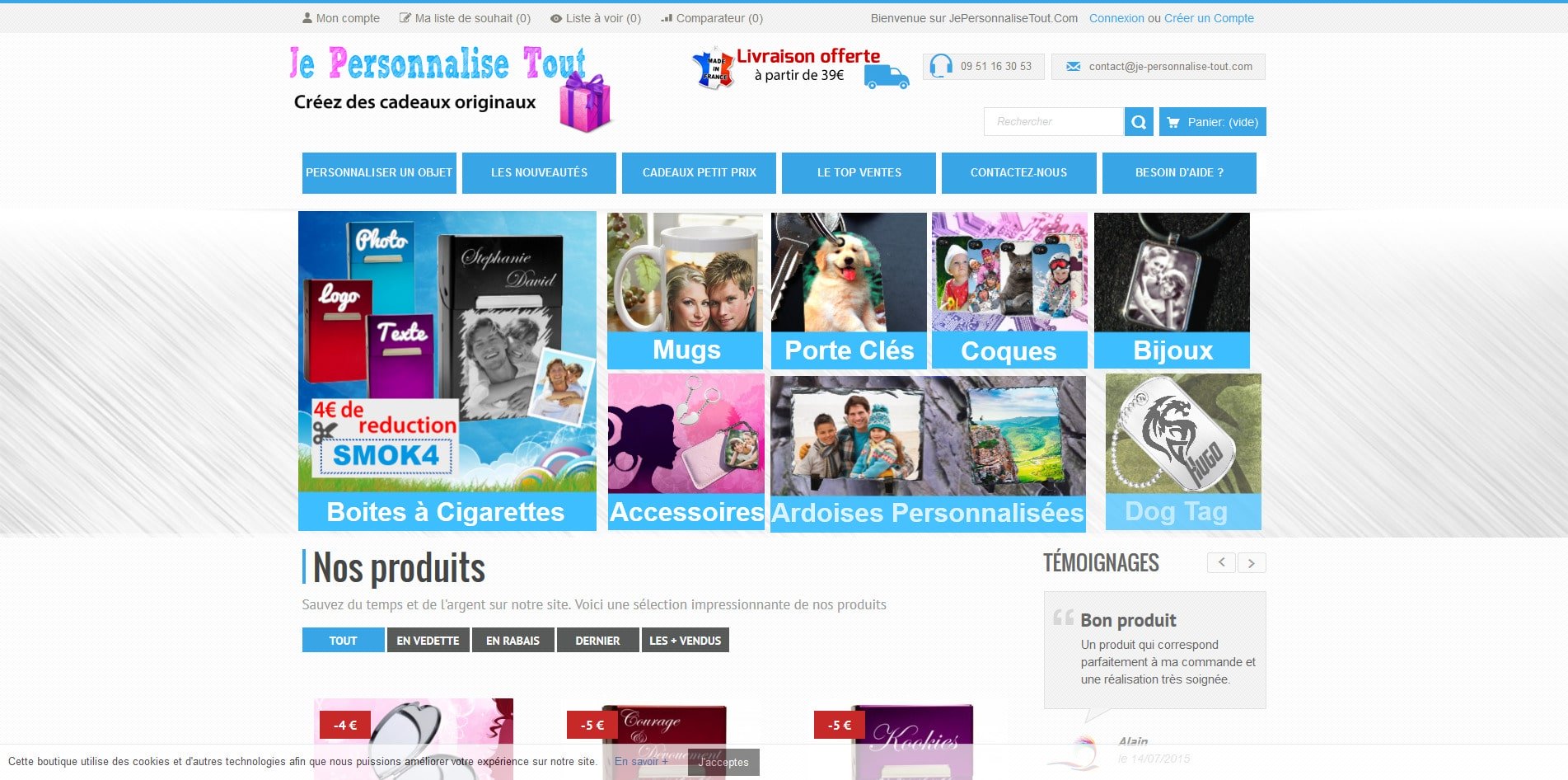 Aperçu du site JePersonnaliseTout.com