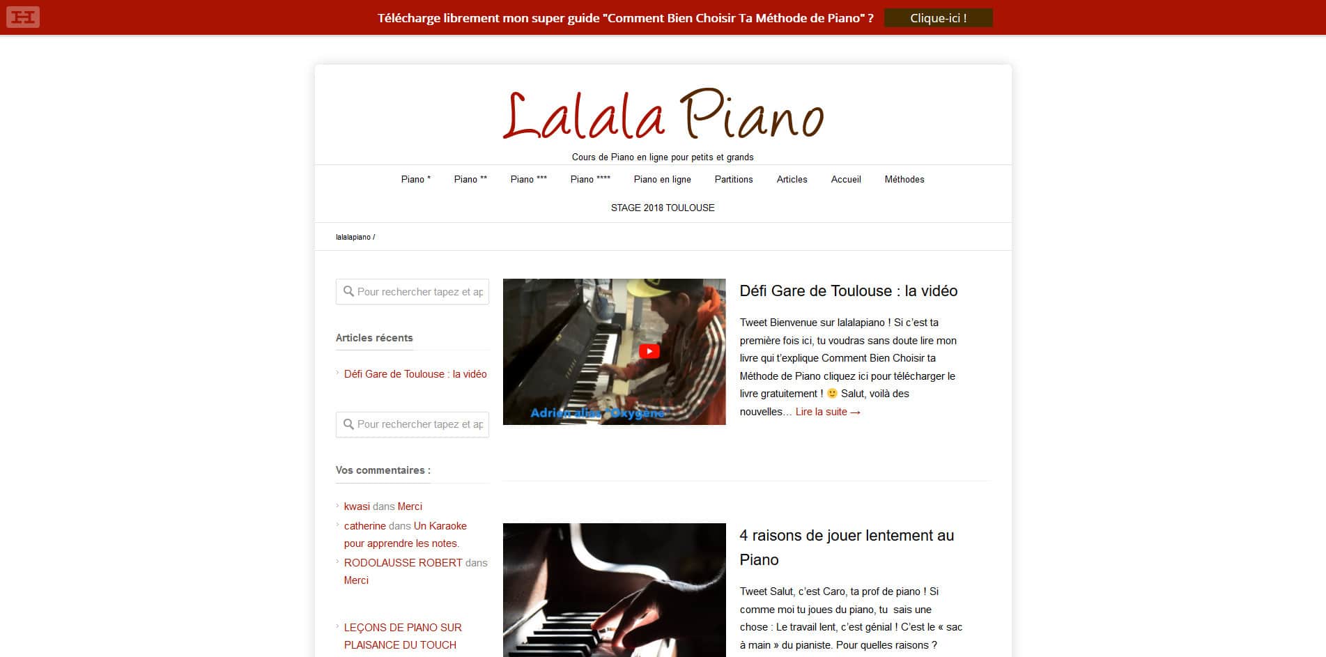 Aperçu du site Lalalapiano.com